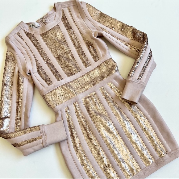 House of CB Massima Bandage Dress Pink and Gold - Picture 6 of 14